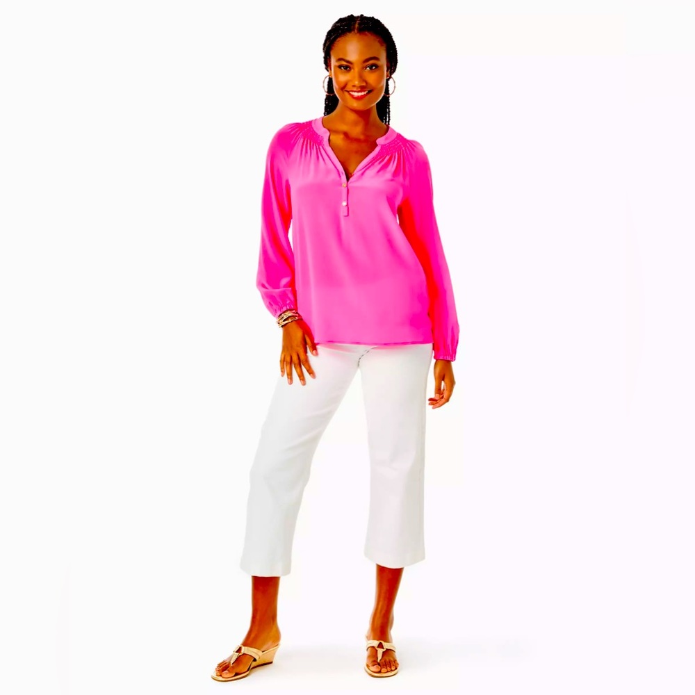 Lilly Pulitzer Elsa Silk Top in Bright Pink, Size XSmall